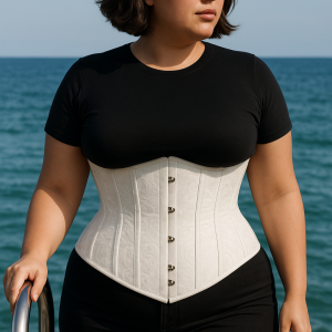 CORSET PREMIUM BROCADO BLANCO.