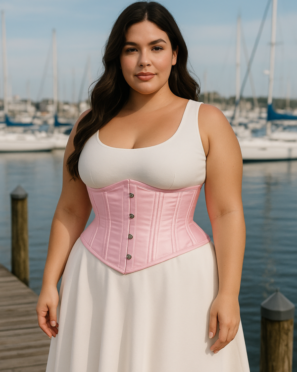 CORSET CORTO SATINADO ROSADO. - Imagen 7