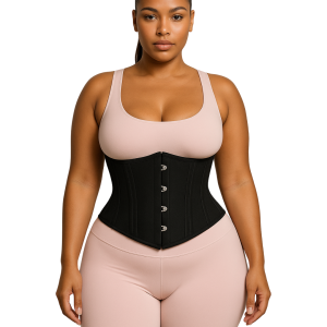 CORSET CORTO SATINADO NEGRO.